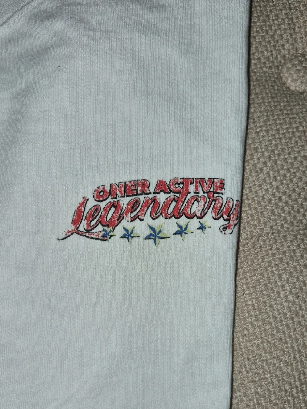 Oner Active White Tee with Red Legendary Script and Blue Stars - Picture 3 of 6